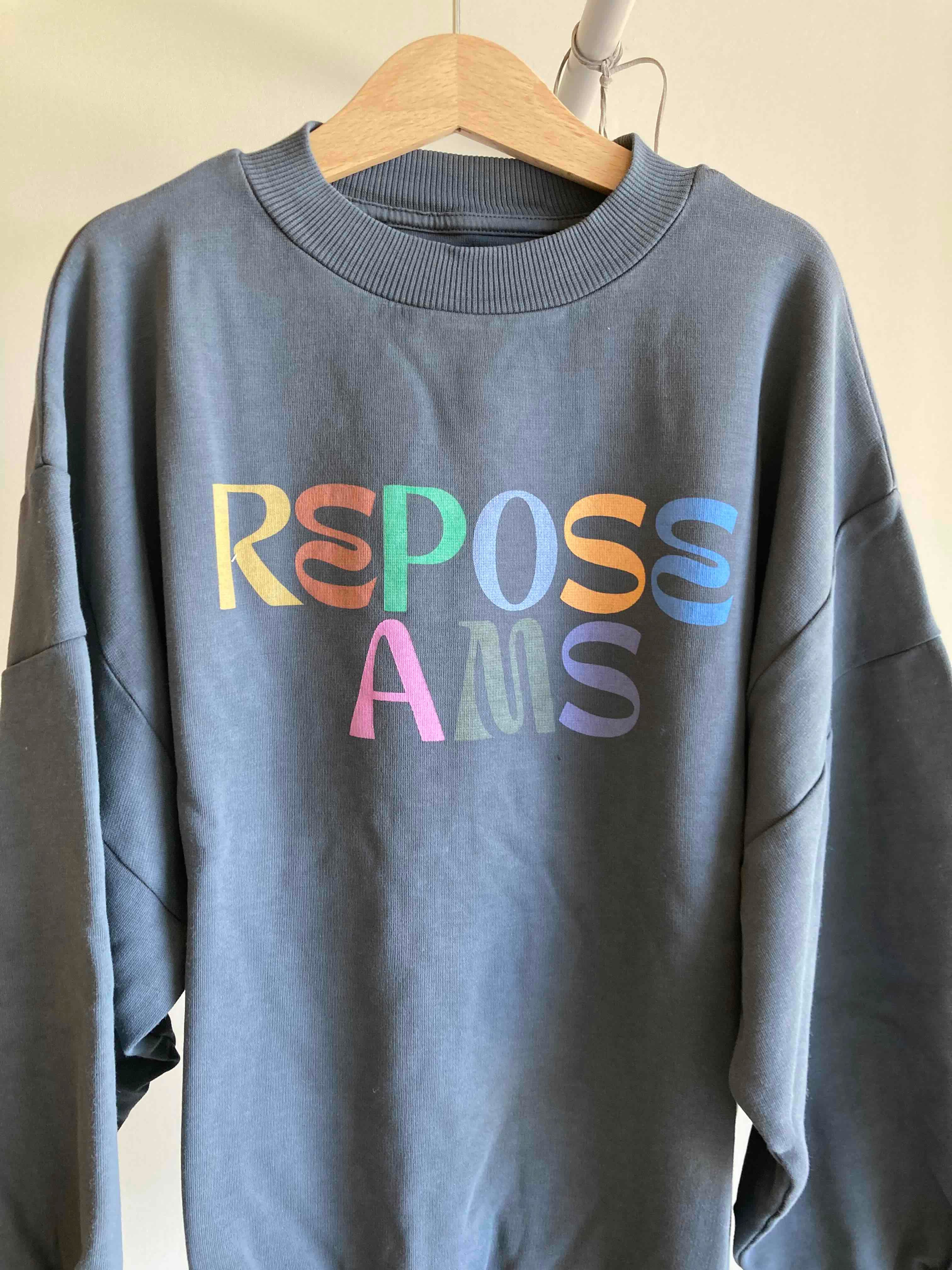 repose ams / crewneck sweater iron grey 10y&12y ！